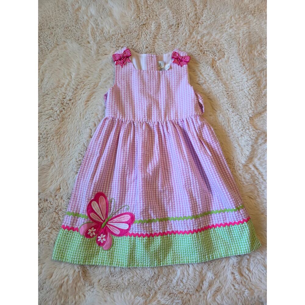 Emily Rose Gingham Seersucker Butterfly sleeveless Spring Dress size 6